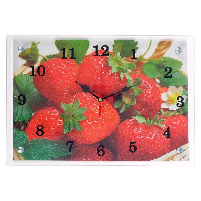 Часы настенные прямоугольные "Клубника", 25х35 см