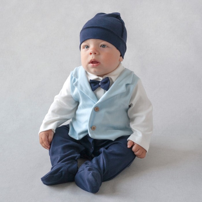 фото Комплект детский «оксфорд»: слип, шапка, рост 68-74 см kinderlitto