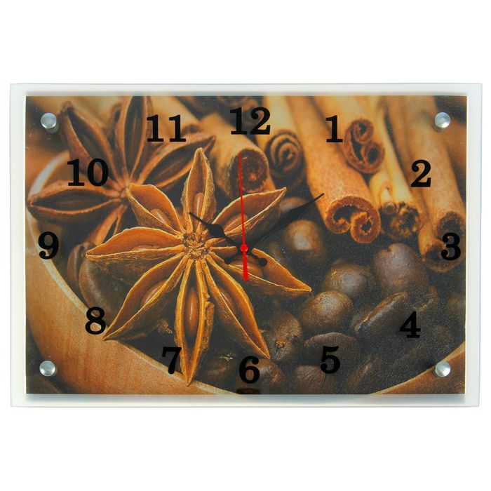 Часы настенные прямоугольные "Кофе с корицей", 25х35 см