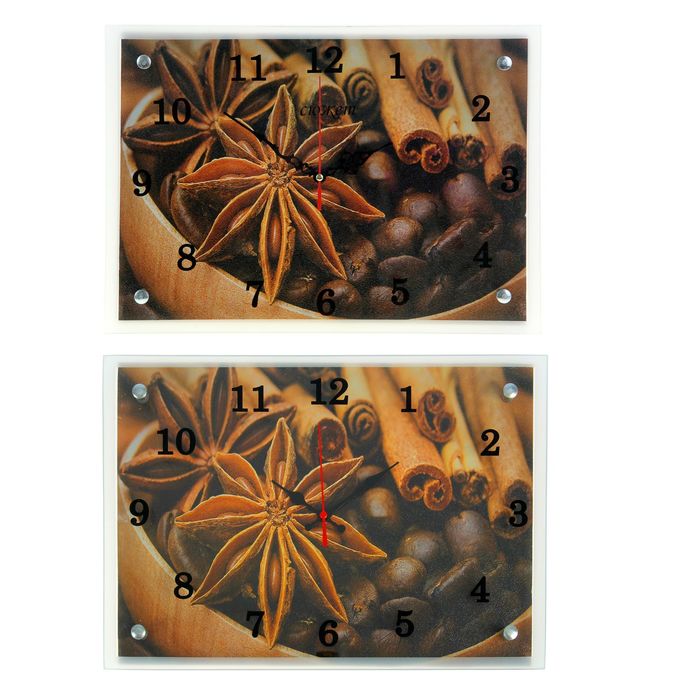 Часы настенные прямоугольные "Кофе с корицей", 25х35 см