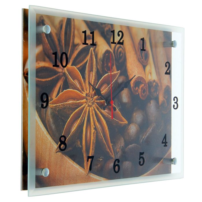 Часы настенные прямоугольные "Кофе с корицей", 25х35 см