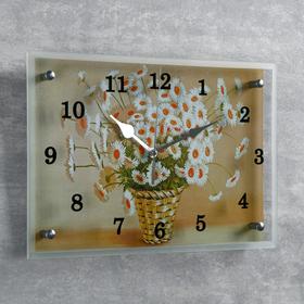Часы настенные прямоугольные "Корзина с ромашками", 25х35 см от Сима-ленд