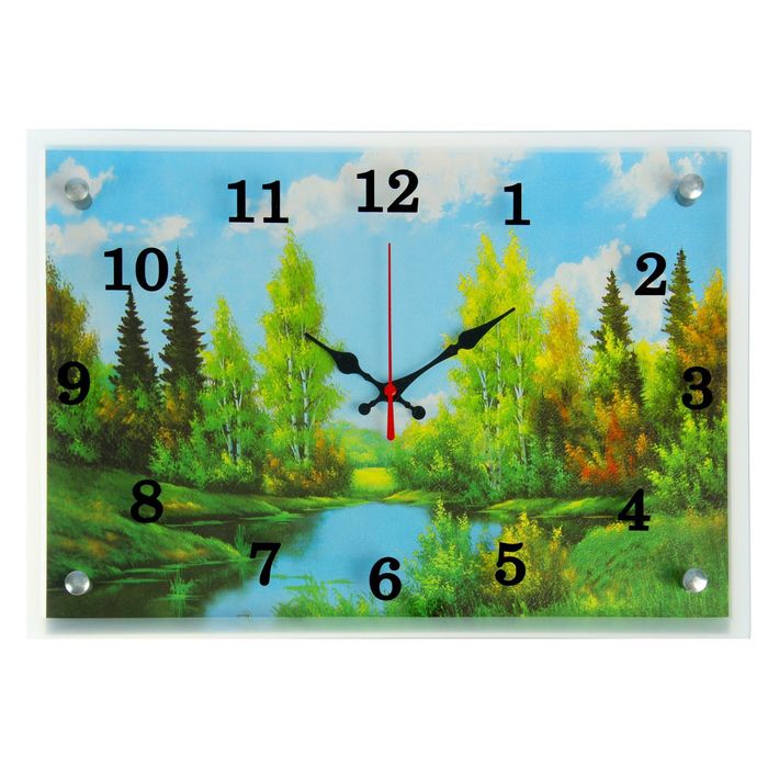 Часы настенные прямоугольные "Лесная река", 25х35 см