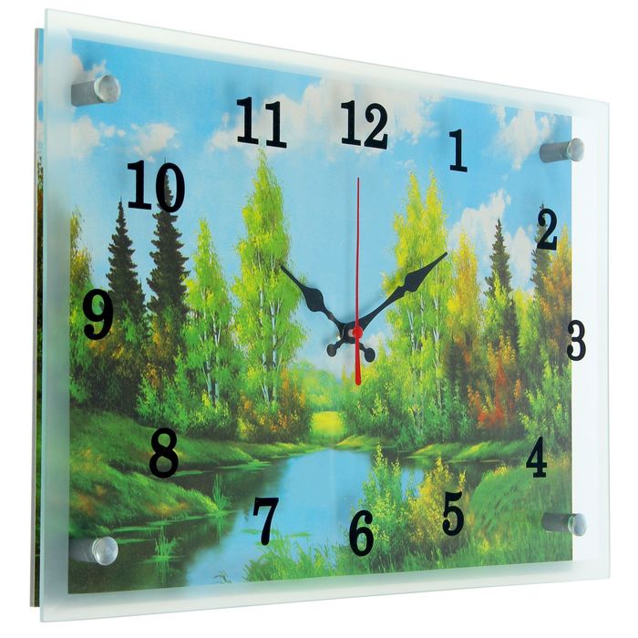 Часы настенные прямоугольные "Лесная река", 25х35 см
