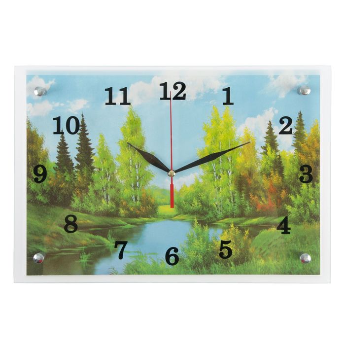 Часы настенные прямоугольные "Лесная река", 25х35 см