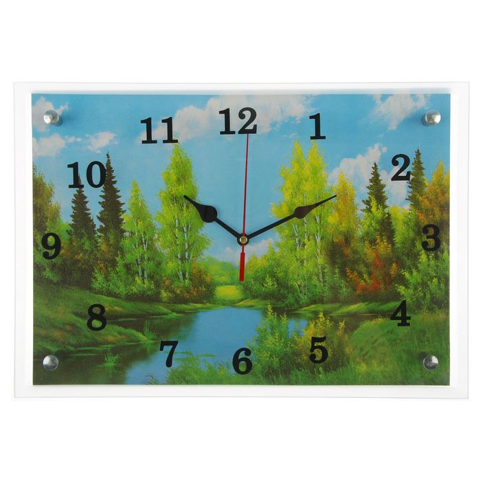 Часы настенные прямоугольные "Лесная река", 25х35 см