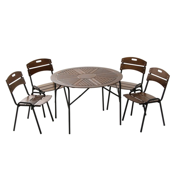 Набор садовой мебели Бистро 4 стула и стол круглый набор мебели бистро арт 3722 коричневый