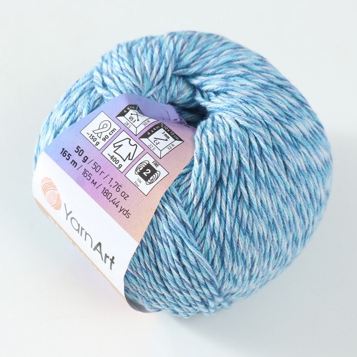 

Пряжа "Baby Cotton Multicolor" 50%акрил, 50%хлопок 165м/50гр (5201 голуб.меланж)