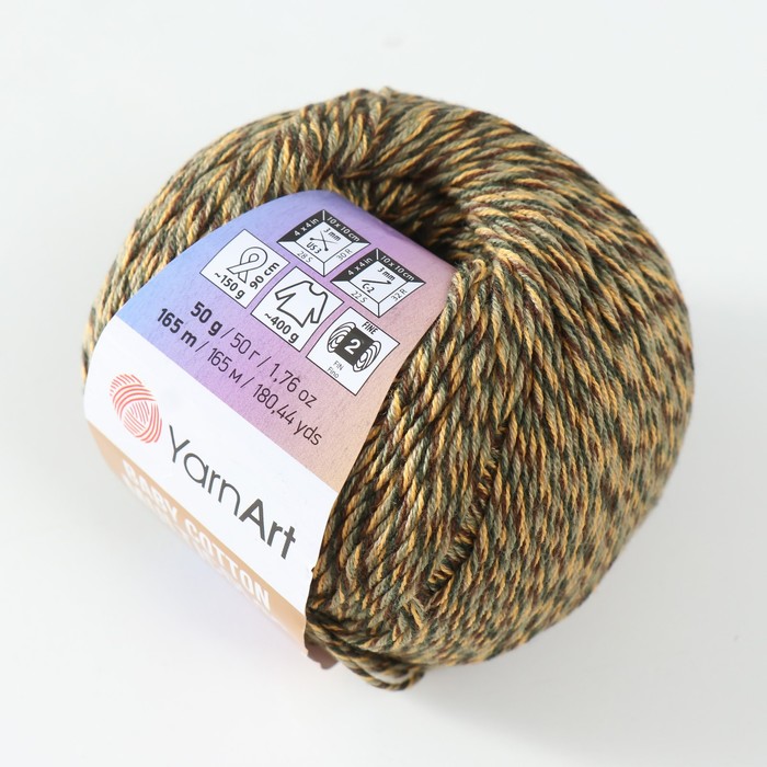 

Пряжа "Baby Cotton Multicolor" 50%акрил, 50%хлопок 165м/50гр (5219 шафран меланж)