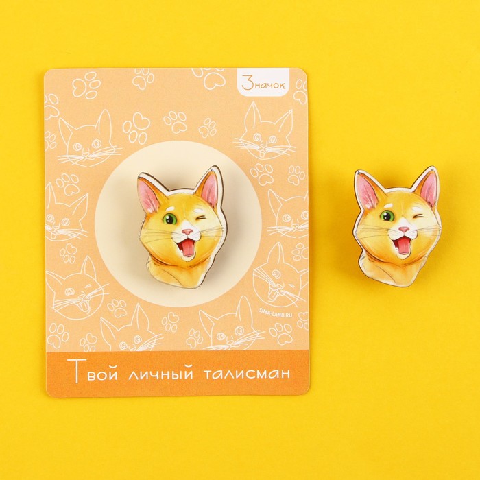 

Значок-талисман деревянный «Рыжий кот», 2,6 х 3,5 см