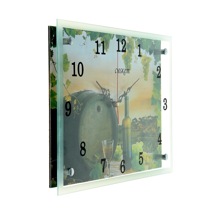 Часы настенные прямоугольные "Бочка с вином", 25х35 см
