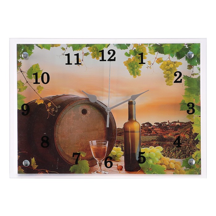 Часы настенные прямоугольные "Бочка с вином", 25х35 см