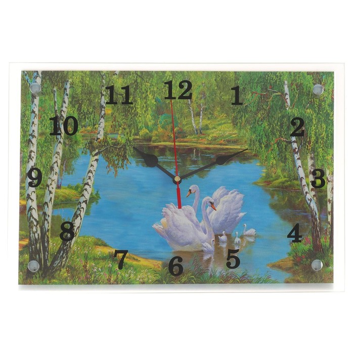 часы настенные серия природа природа 20х26 см Часы настенные, серия: Природа, Лебеди, 25х35 см