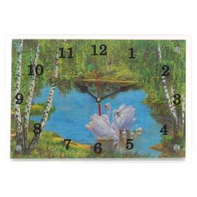 Часы настенные прямоугольные "Лебеди", 25х35 см от Сима-ленд