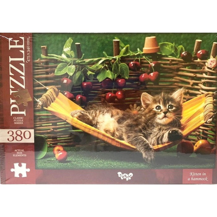 Пазлы картонные «Котёнок в гамаке», 380 элементов