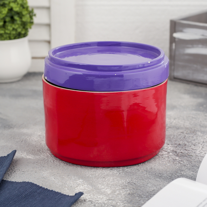 Ёмкость для хранения "Красное и фиолетовое", бамбук