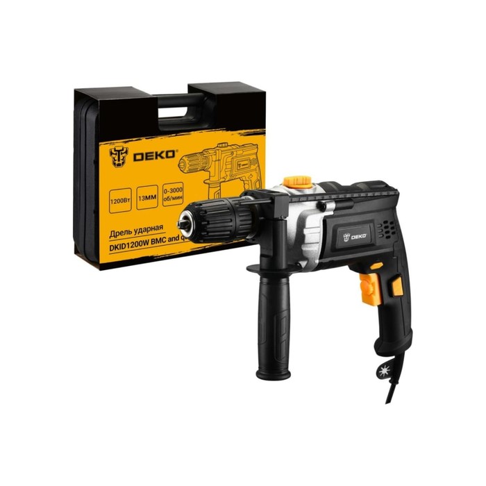 Дрель ударная DEKO DKID1200W сетевая 1200 Вт кейс быстрозажимный патрон кабель 18 м 432000₽