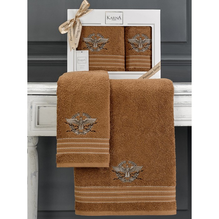 

Комплект махровых полотенец KAVELL, размер 50х90 см,70x140 см, цвет горчичный