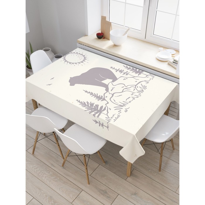 

Скатерть на стол «Медведь на камне», прямоугольная, сатен, размер 120х145 см