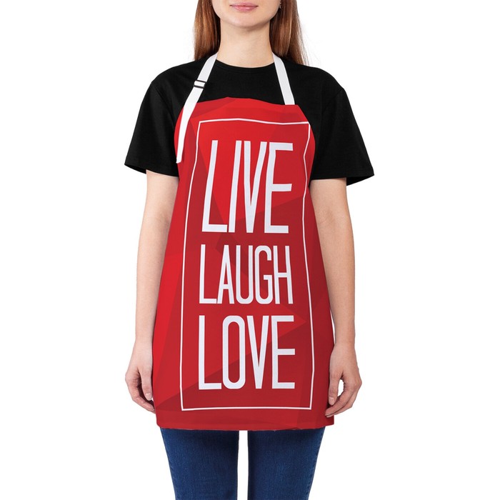 цена Фартук кухонный с фотопринтом «Live.Laugh.Love», регулируемый, размер OS