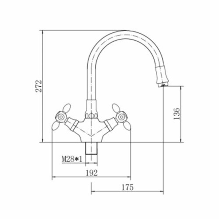 

Смеситель для кухни Fashun A4419-B7260, двухвентильный, гибкий излив, цинк, черный