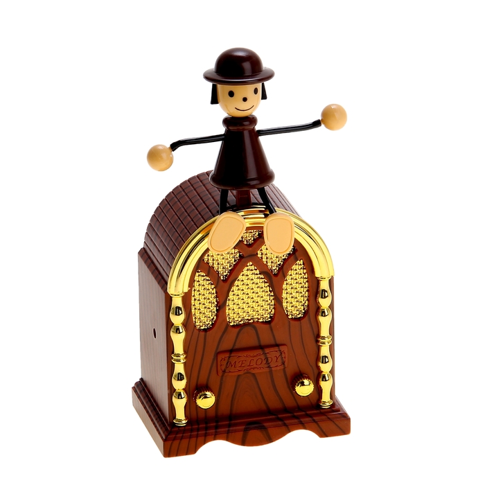 Сувенир музыкальный механический "Человечек на приемнике"