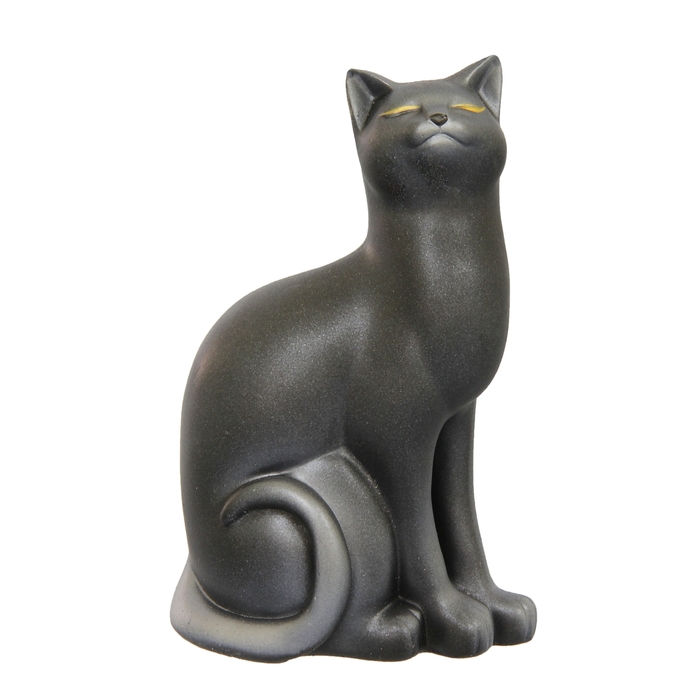 Сувенир "Кошка Мурка" большая черная с серебром