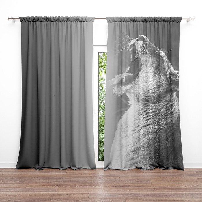 

Фотошторы портьерные «Львица», размер 145x260 - 2 шт, блэкаут