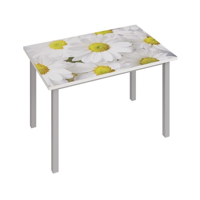Раздвижной стол «Фристайл 3», 1000/1420×632×745 мм, ЛДСП / стекло / металл, цвет ромашка