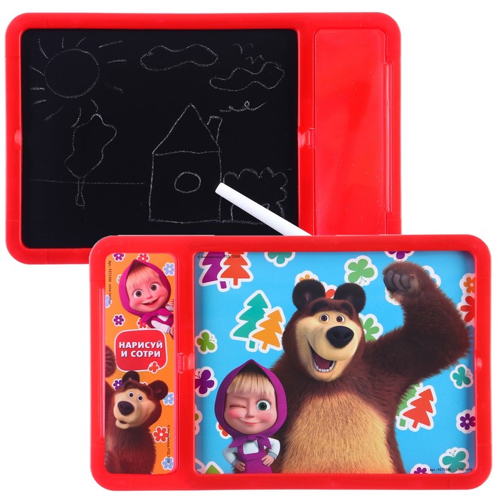 Доска для рисования с маркером-стиралкой, Маша и Медведь красный доска для рисования с маркером стиралкой маша и медведь красный