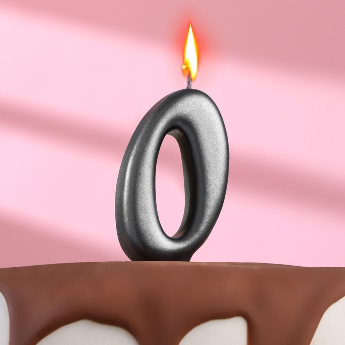 Свеча в торт Овал ,цифра 0 , графит, 5,5 см