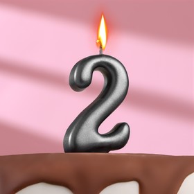 Свеча в торт "Овал" ,цифра 2 ,мокрый асфальт, 7.8 см