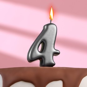 Свеча в торт "Овал" ,цифра 4 ,мокрый асфальт, 7.8 см