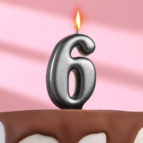 Свеча в торт "Овал" ,цифра 6 ,мокрый асфальт, 7.8 см