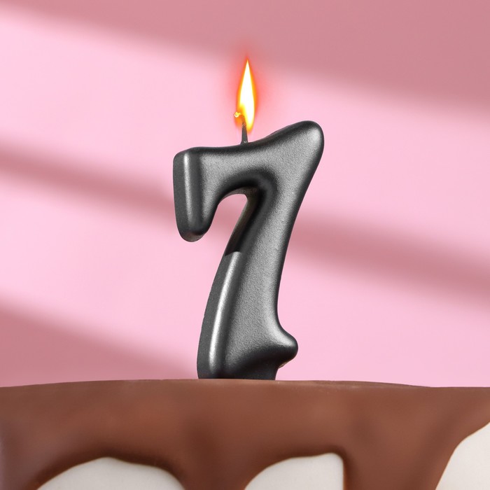 Свеча в торт Овал ,цифра 7 , графит, 5,5 см