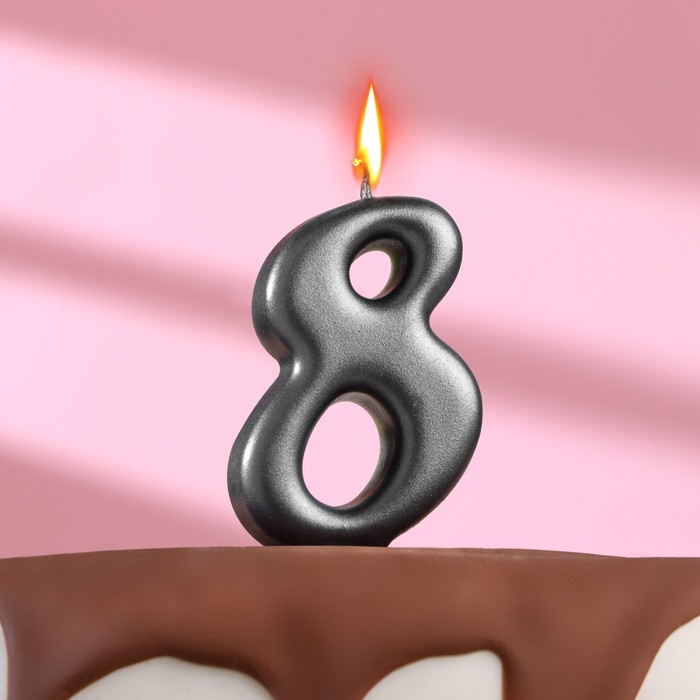 Свеча в торт Овал ,цифра 8 , графит, 5,5 см