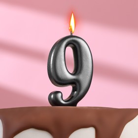 Свеча в торт "Овал" ,цифра 9 ,мокрый асфальт, 7.8 см