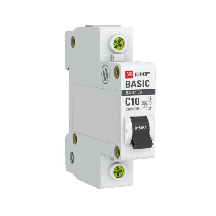 

Выключатель автоматический EKF mcb4729-1-10C 1п, 10А, 4.5кА