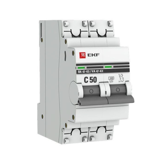 

Выключатель автоматический EKF mcb4763-2-50C-pro 2п, 50А, 4.5кА