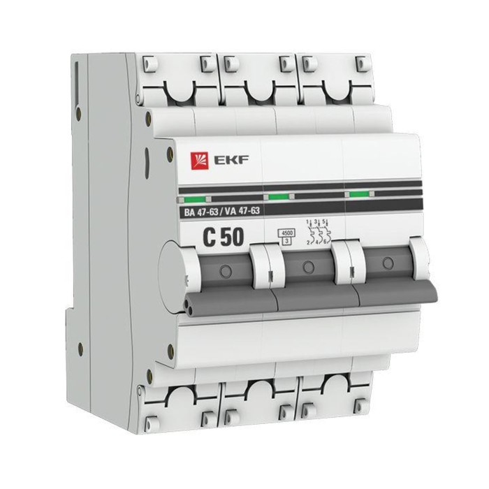 

Выключатель автоматический EKF mcb4763-3-50C-pro 3п, 50А, 4.5кА