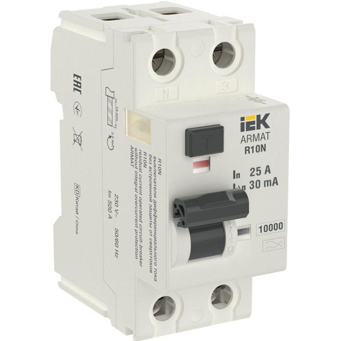 

Выключатель дифференциального тока IEK AR-R10N-2-025A030 2п, 25А, 30мА, тип A