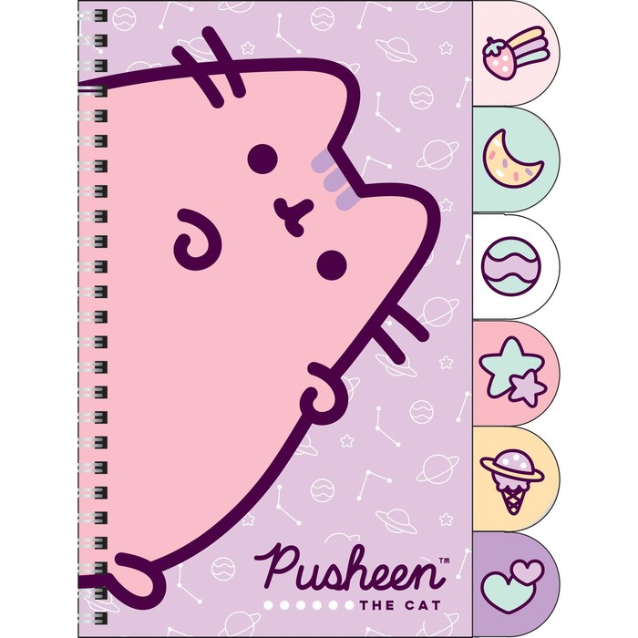 

Блокнот А5 60л на гребне, 6 разделителей, Pusheen, розовый PUIS-UA1-5037_