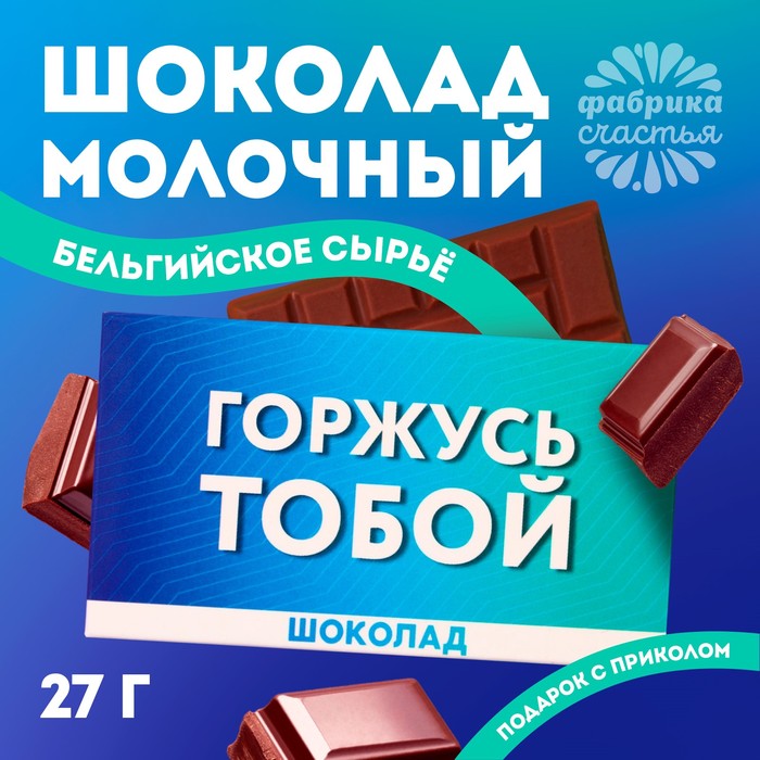 Шоколад молочный «Горжусь», 27 г. шоколад молочный выпускнику 27 г