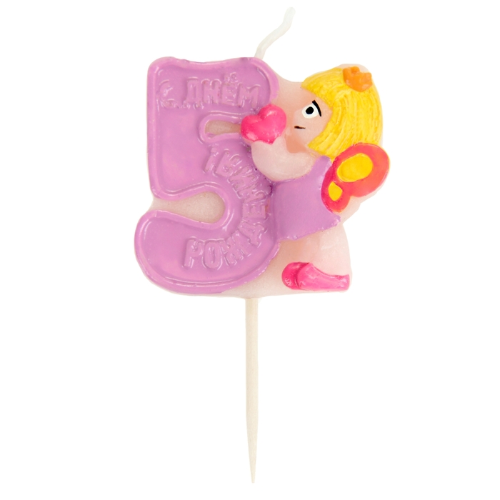 Свеча в торт "Фея" цифра 5