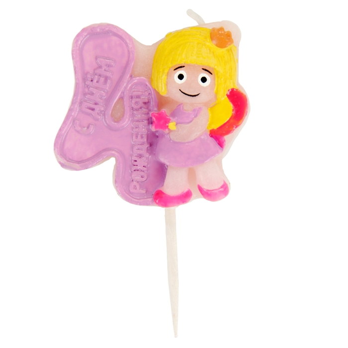 Свеча в торт "Фея" цифра 4