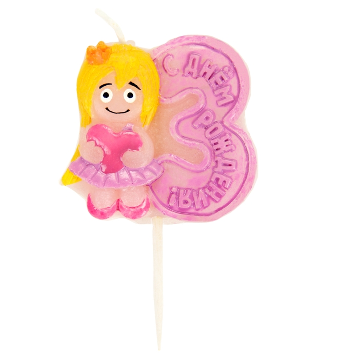 Свеча в торт "Фея" цифра 3