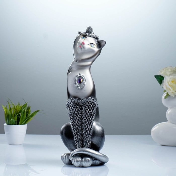 Сувенир "Кошка Анжелика Кокетка" серебро