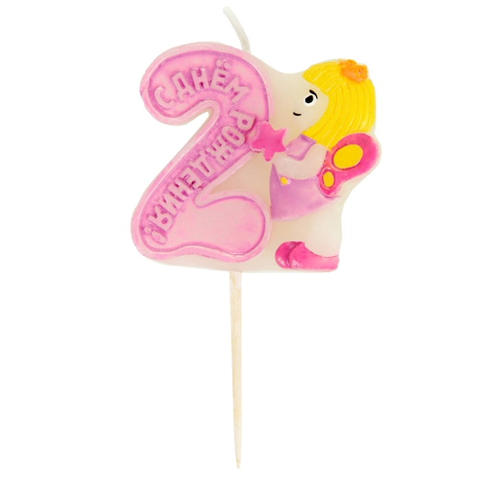 Свеча в торт "Фея" цифра 2