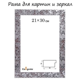 Рама для картин (зеркал) 21 х 30 х 2,7 см, пластиковая, Calligrata 6516, серебро