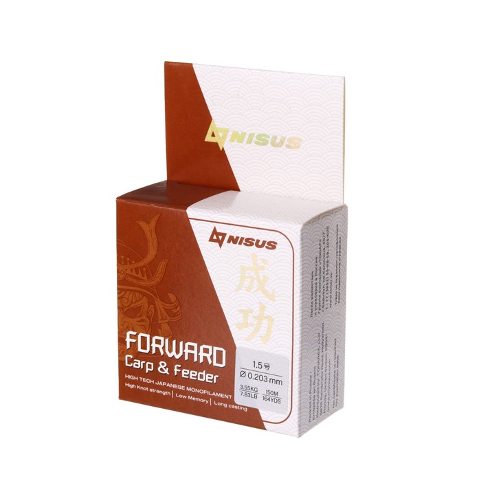фото Леска nisus forward carp & feeder, диаметр 0.203 мм, тест 3.55 кг, 150 м, коричневая